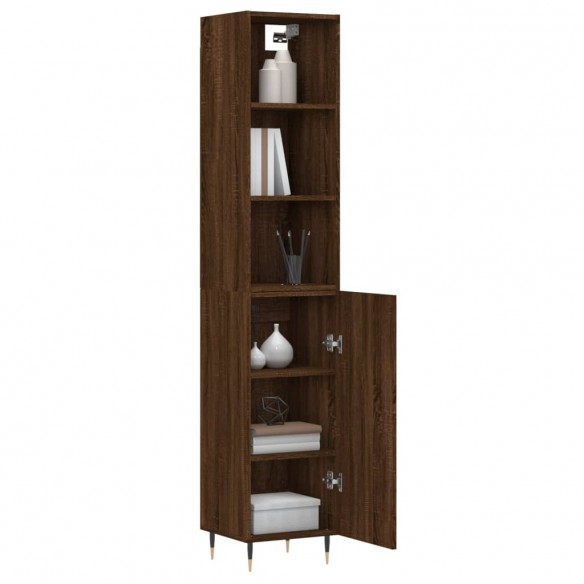 Buffet haut Chêne marron 34,5x34x180 cm Bois d'ingénierie