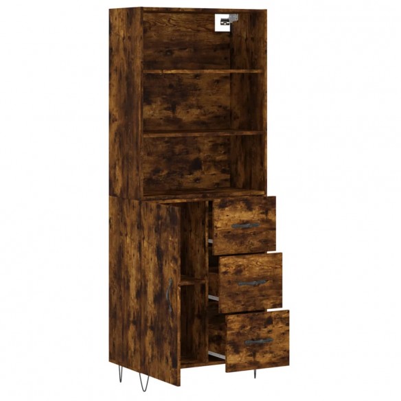 Buffet haut Chêne fumé 69,5x34x180 cm Bois d'ingénierie