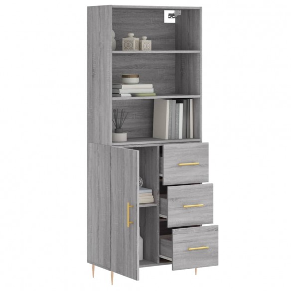 Buffet haut Sonoma gris 69,5x34x180 cm Bois d'ingénierie