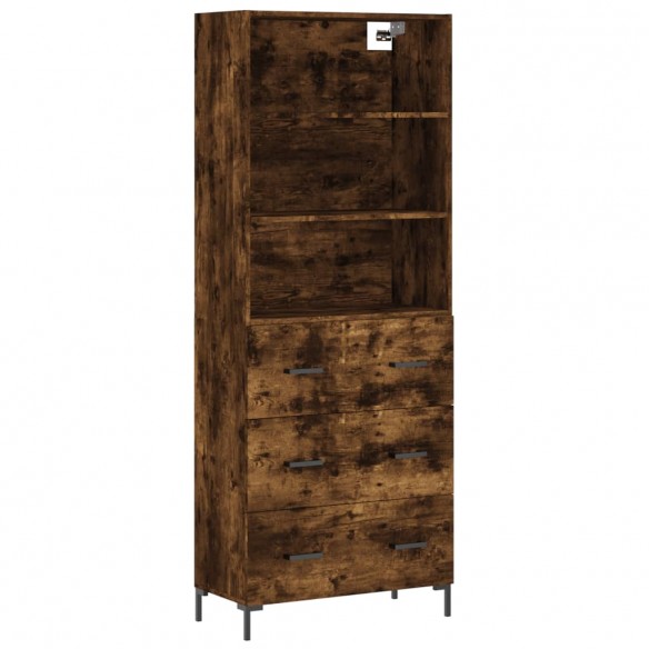 Buffet haut Chêne fumé 69,5x34x180 cm Bois d'ingénierie