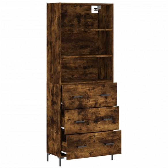 Buffet haut Chêne fumé 69,5x34x180 cm Bois d'ingénierie