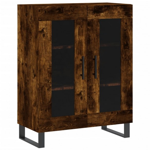 Buffet haut Chêne fumé 69,5x34x180 cm Bois d'ingénierie