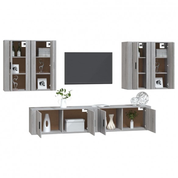 Ensemble de meubles TV 6 pcs Sonoma gris Bois d'ingénierie