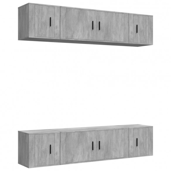 Ensemble de meubles TV 6 pcs Gris béton Bois d'ingénierie