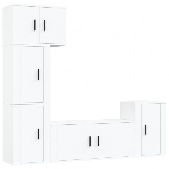 Ensemble de meubles TV 5 pcs Blanc Bois d'ingénierie