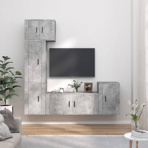 Ensemble de meubles TV 5 pcs Gris béton Bois d'ingénierie