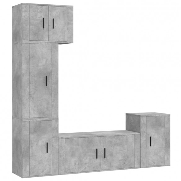 Ensemble de meubles TV 5 pcs Gris béton Bois d'ingénierie