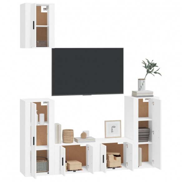 Ensemble de meubles TV 5 pcs Blanc Bois d'ingénierie