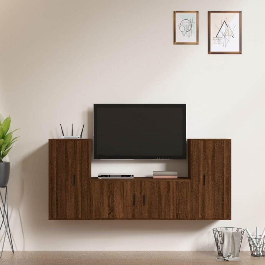 Ensemble de meubles TV 3 pcs Chêne marron Bois d'ingénierie