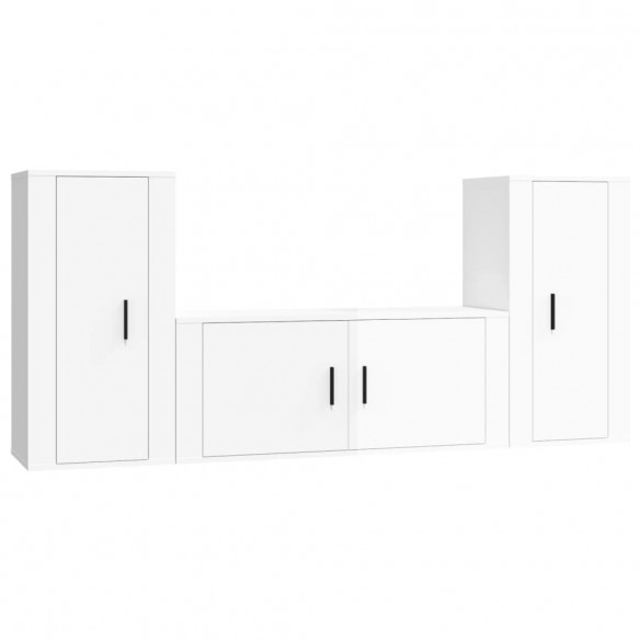 Ensemble de meubles TV 3 pcs Blanc brillant Bois d'ingénierie