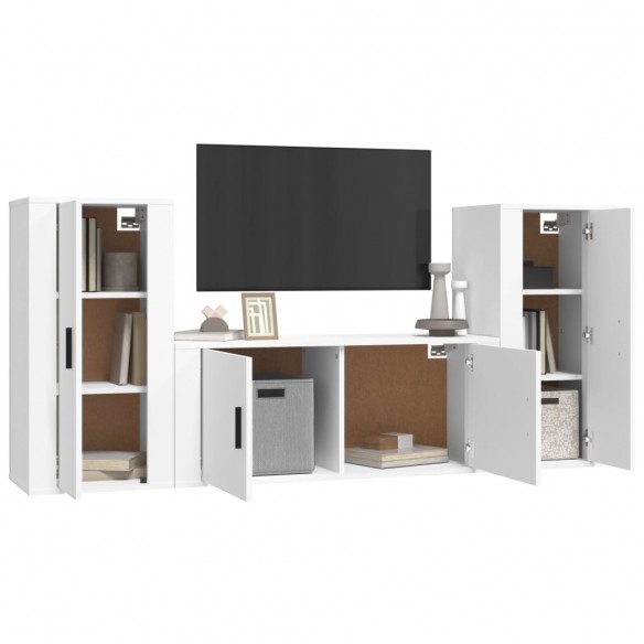 Ensemble de meubles TV 3 pcs Blanc Bois d'ingénierie