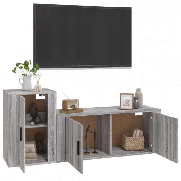 Ensemble de meubles TV 2 pcs Sonoma gris Bois d'ingénierie