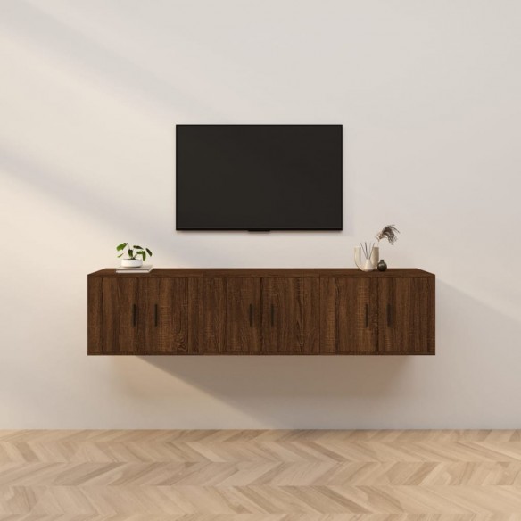 Meubles TV muraux 3 pcs chêne marron 57x34,5x40 cm