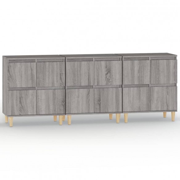 Buffets 3 pcs sonoma gris 60x35x70 cm bois d'ingénierie