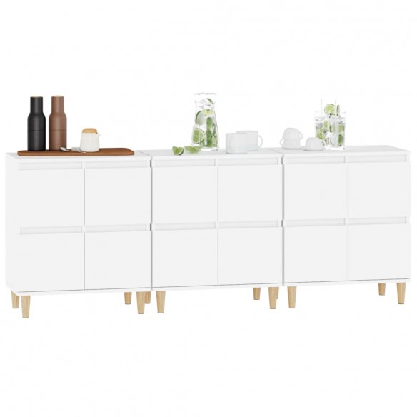 Buffets 3 pcs blanc 60x35x70 cm bois d'ingénierie