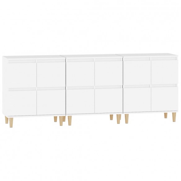 Buffets 3 pcs blanc 60x35x70 cm bois d'ingénierie