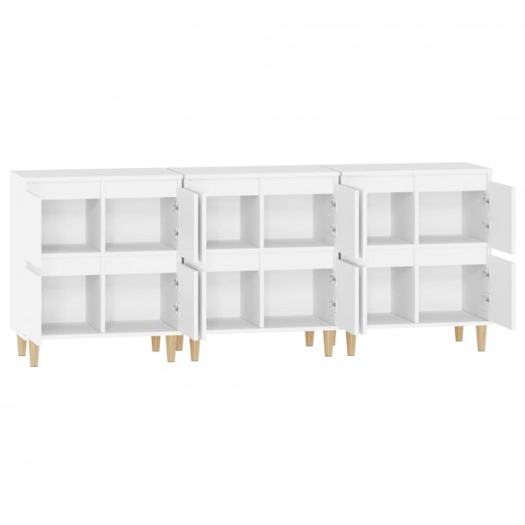 Buffets 3 pcs blanc 60x35x70 cm bois d'ingénierie