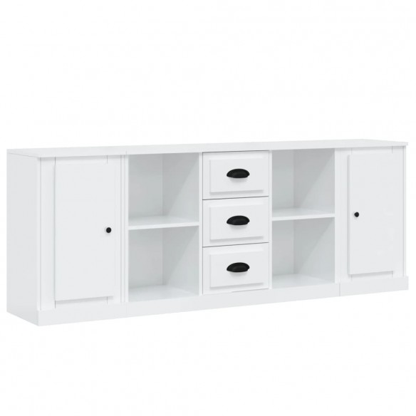 Buffets 3 pcs blanc brillant bois d'ingénierie