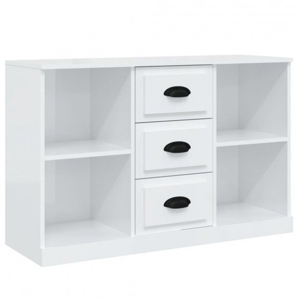 Buffets 3 pcs blanc brillant bois d'ingénierie