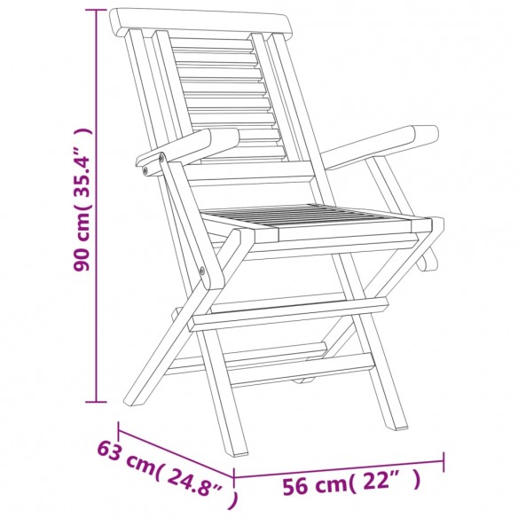 Chaises de jardin pliantes 6 pcs 56x63x90 cm bois massif teck