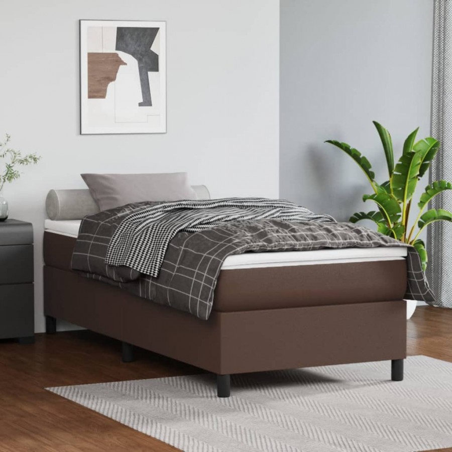 Sommier à lattes de lit avec matelas Marron 100x200 cm