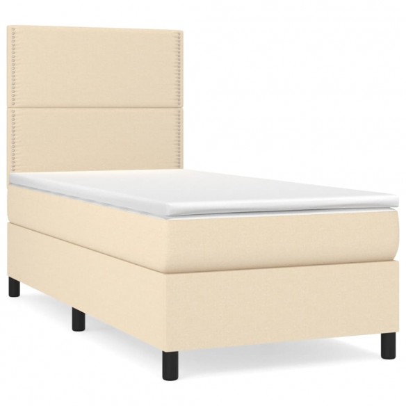 Cadre de lit avec matelas Crème 80x200 cm Tissu