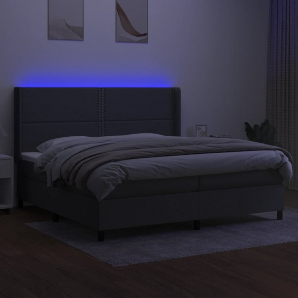 Cadre de lit matelas LED Gris foncé 200x200 cm Tissu