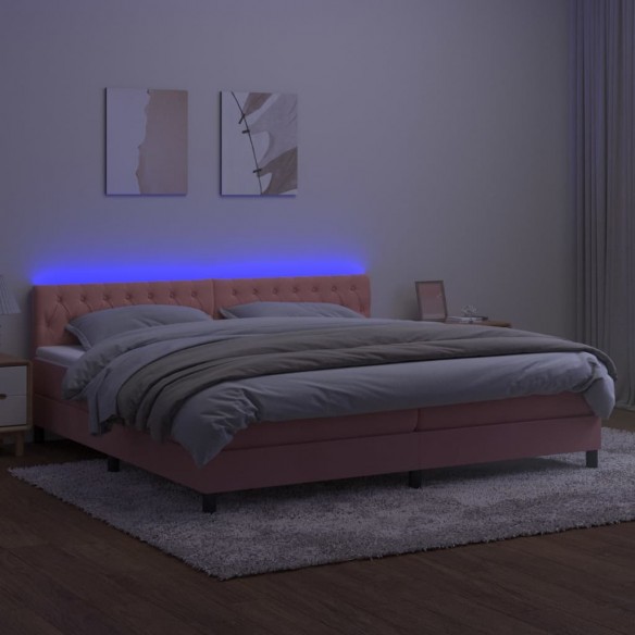 Sommier à lattes de lit avec matelas et LED Rose 200x200 cm