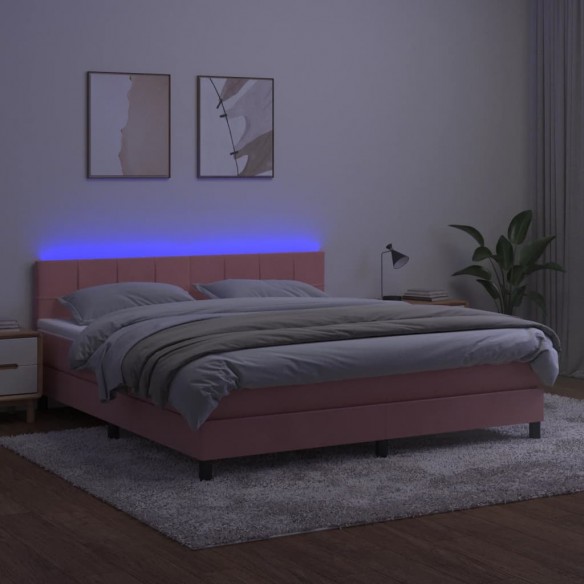 Sommier à lattes de lit avec matelas et LED Rose 160x200 cm