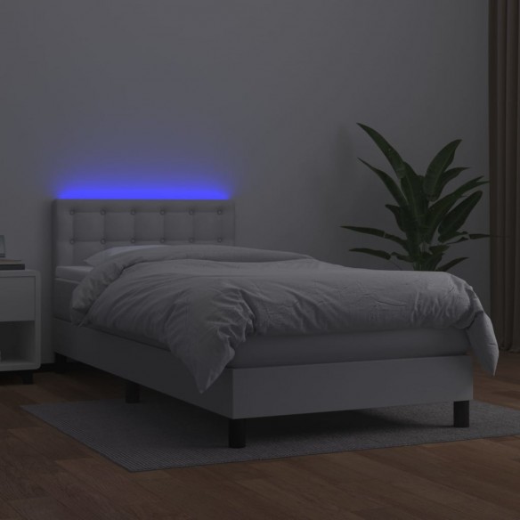 Sommier à lattes de lit avec matelas et LED Blanc 100x200 cm