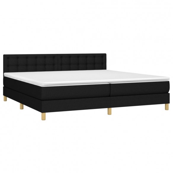 Cadre de lit et matelas et LED Noir 200x200 cm Tissu