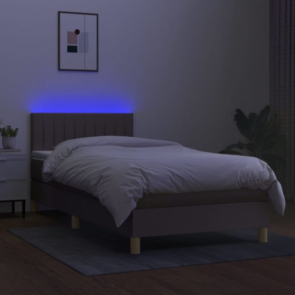 Sommier à lattes de lit avec matelas LED Taupe 80x200 cm Tissu
