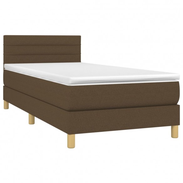 Cadre de lit et matelas et LED Marron foncé 90x200cm