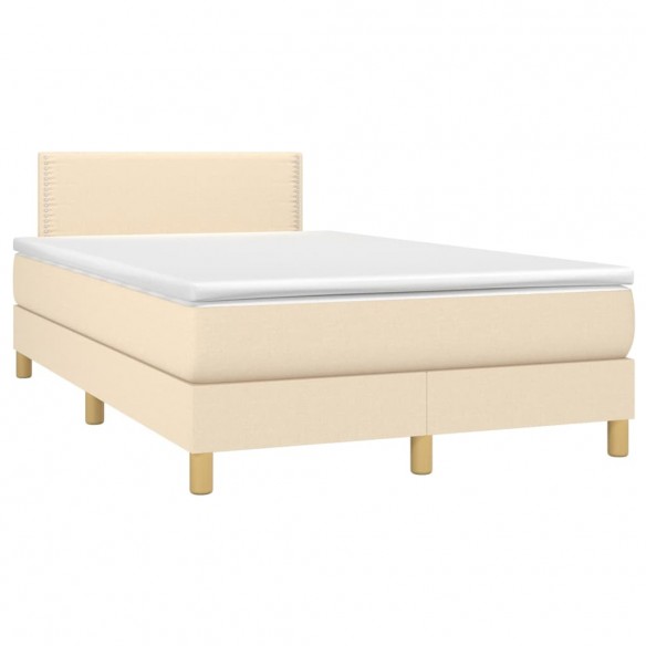 Sommier à lattes de lit avec matelas LED Crème 120x200 cm Tissu