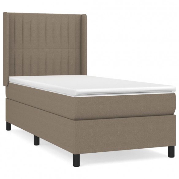 Cadre de lit avec matelas Taupe 100x200 cm Tissu