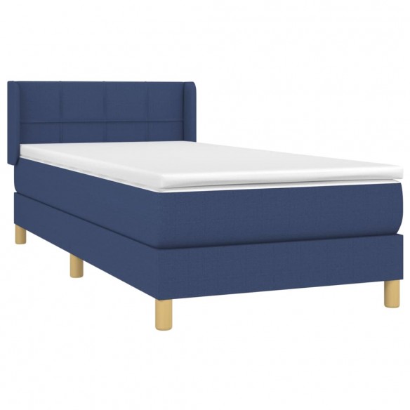 Cadre de lit avec matelas Bleu 80x200 cm Tissu