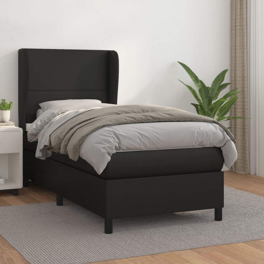 Cadre de lit avec matelas Noir 80x200cm Similicuir