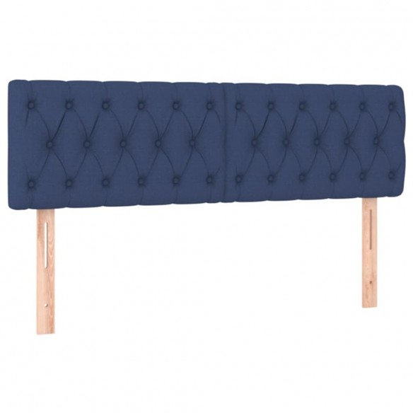 Cadre de lit avec matelas Bleu 140x190 cm Tissu