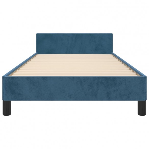 Cadre de lit avec tête de lit Bleu foncé 90x190 cm Velours