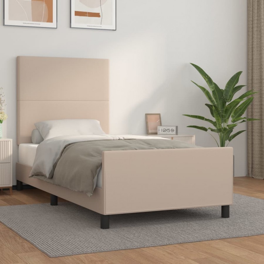 Cadre de lit avec tête de lit Cappuccino 100x200 cm Similicuir