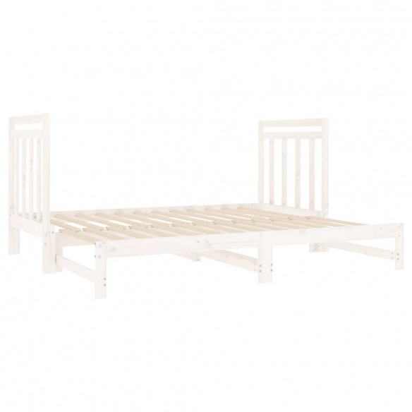 Lit coulissant Blanc 2x(90x190) cm Bois de pin massif