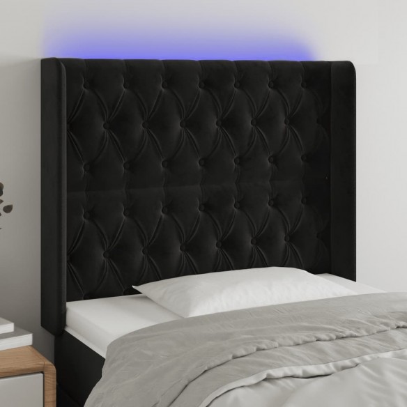 Tête de lit à LED Noir 103x16x118/128 cm Velours