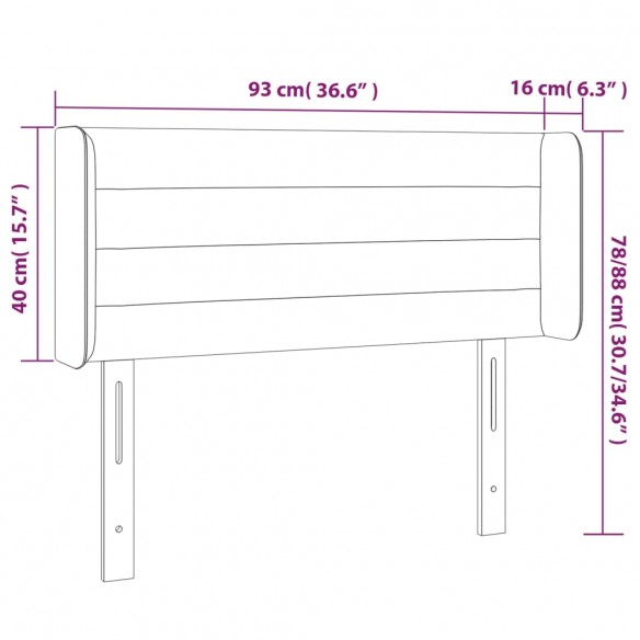 Tête de lit à LED Marron foncé 93x16x78/88 cm Tissu