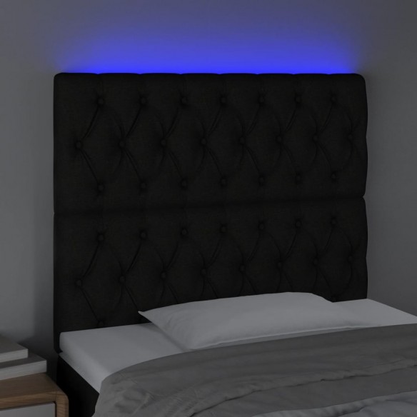 Tête de lit à LED Noir 100x7x118/128 cm Tissu