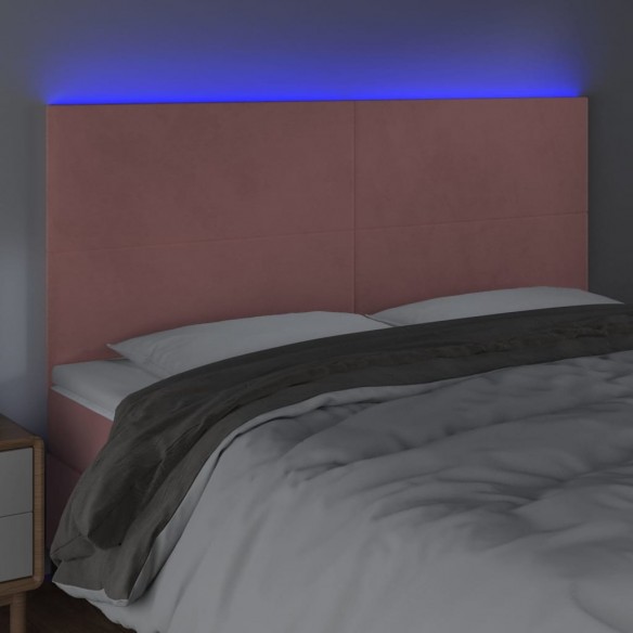 Tête de lit à LED Rose 200x5x118/128 cm Velours