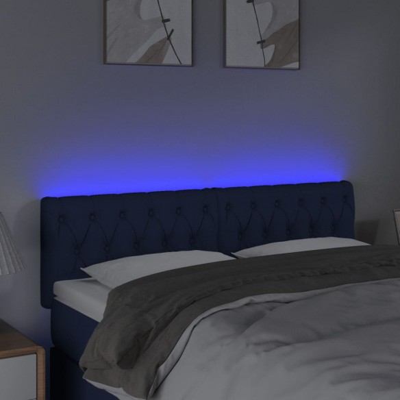 Tête de lit à LED Bleu 144x7x78/88 cm Tissu