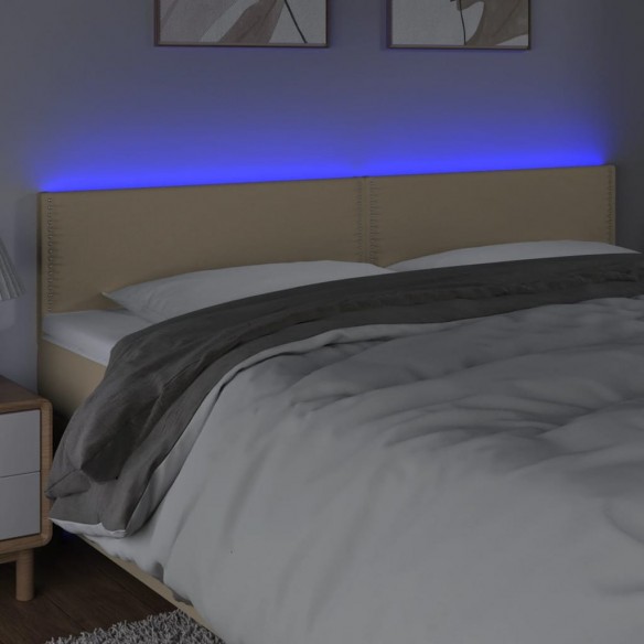 Tête de lit à LED Crème 160x5x78/88 cm Tissu