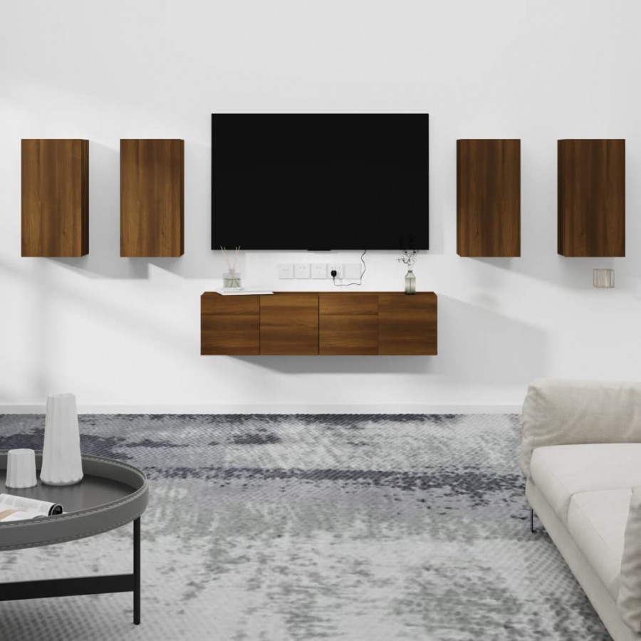 Ensemble de meubles TV 6 pcs Chêne marron Bois d'ingénierie