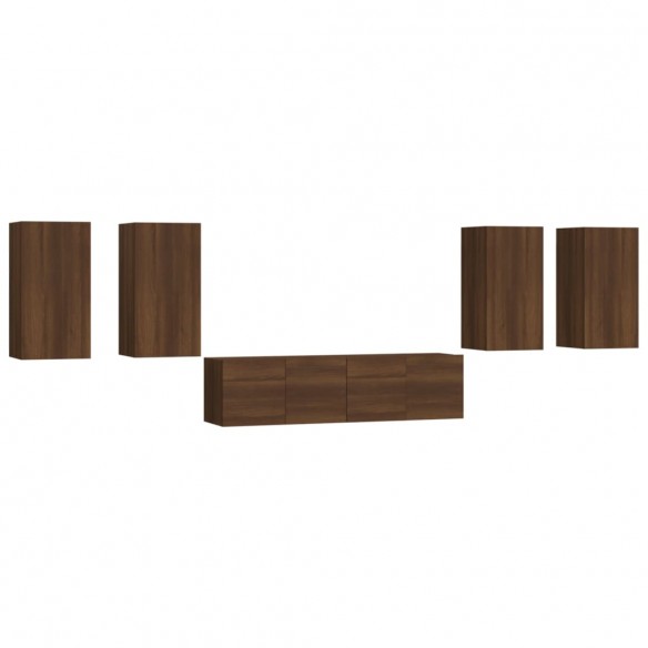 Ensemble de meubles TV 6 pcs Chêne marron Bois d'ingénierie