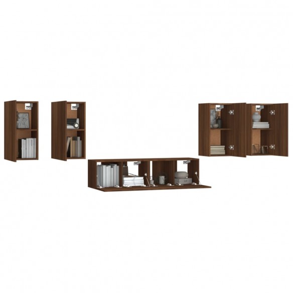 Ensemble de meubles TV 6 pcs Chêne marron Bois d'ingénierie